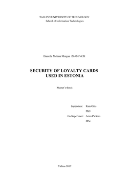 Security of Loyalty Cards Used in Estonia