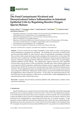 The Food Contaminants Nivalenol and Deoxynivalenol Induce Inflammation in Intestinal Epithelial Cells by Regulating Reactive