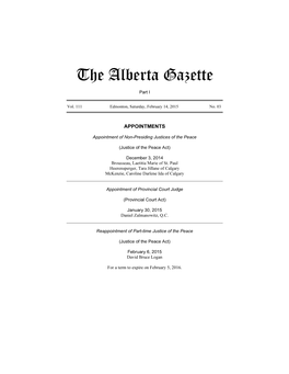 The Alberta Gazette