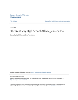 The Kentucky High School Athlete, January 1963 Kentucky High School Athletic Association