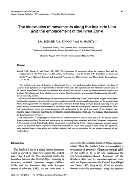 The Kinematics of Movements Along the Insubric Line and the Emplacement of the Lvrea Zone