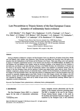 Late Precambrian to Triassic History of the East European Craton: Dynamics of Sedimentary Basin Evolution