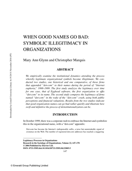 When Good Names Go Bad: Symbolic Illegitimacy in Organizations