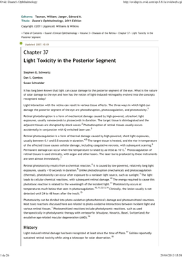 Chapter 37 Light Toxicity in the Posterior Segment