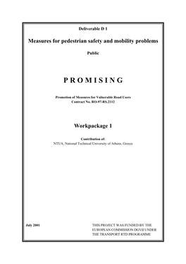 Deliverable 1 Measures for Pedestrian Safety and Mobility Problems