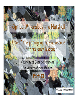 Optical Mineralogy in a Nutshell