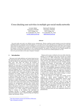Cross-Checking User Activities in Multiple Geo-Social Media Networks
