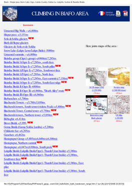 Biafo : Hispar Pass, Snow Lake, Ogre, Latoks (Latok), Sokha La, Lakpilla, Sosbun & Baintha Brakk