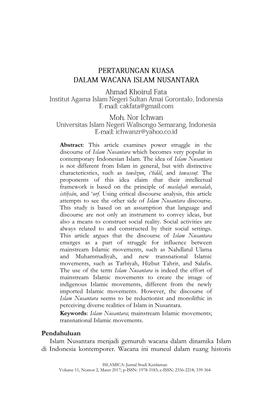 Pendahuluan Islam Nusantara Menjadi Gemuruh Wacana Dalam Dinamika Islam Di Indonesia Kontemporer