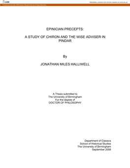 Epinician Precepts