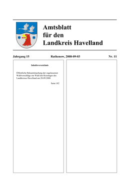 Amtsblatt Für Den Landkreis Havelland Seite 182