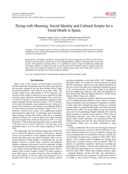 Social Identity and Cultural Scripts for a Good Death in Spain