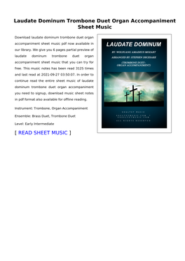 Laudate Dominum Trombone Duet Organ Accompaniment Sheet Music