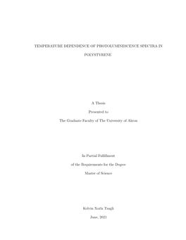 Temperature Dependence of Photoluminescence Spectra In