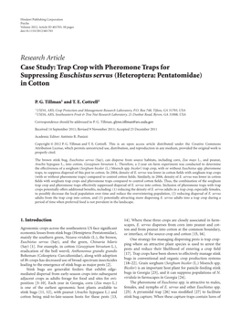 Case Study: Trap Crop with Pheromone Traps for Suppressing Euschistus Servus (Heteroptera: Pentatomidae) in Cotton