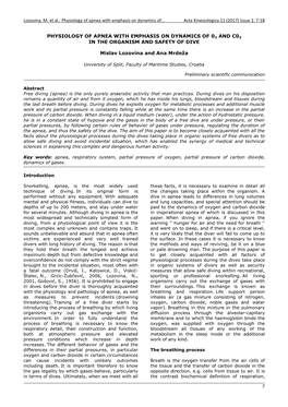 Physiology of Apnea with Emphasis on Dynamics Of