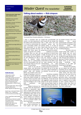 Wader Quest the Newsletter CONSERVATION