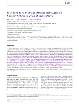 Found and Lost: the Fates of Horizontally Acquired Genes in Arthropod-Symbiotic Spiroplasma