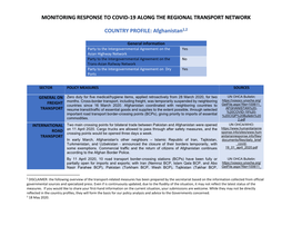 Monitoring Response to Covid-19 Along the Regional Transport Network