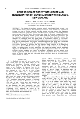 Comparison of Forest Structure and Regeneration on Bench and Stewart Islands, New Zealand