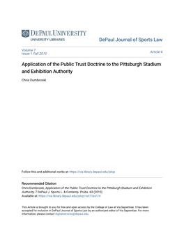 Application of the Public Trust Doctrine to the Pittsburgh Stadium and Exhibition Authority