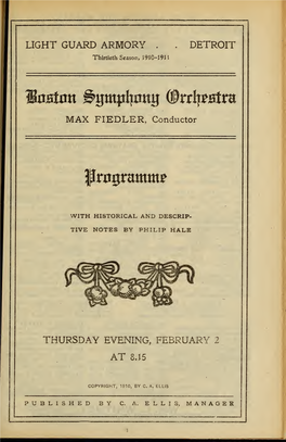 Boston Symphony Orchestra Concert Programs, Season 30,1910-1911, Trip