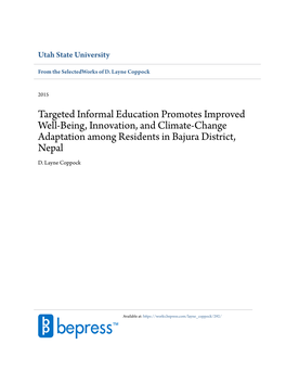 Targeted Informal Education Promotes Improved Well-Being, Innovation, and Climate-Change Adaptation Among Residents in Bajura District, Nepal D