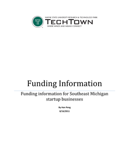 Funding Information Funding Information for Southeast Michigan Startup Businesses