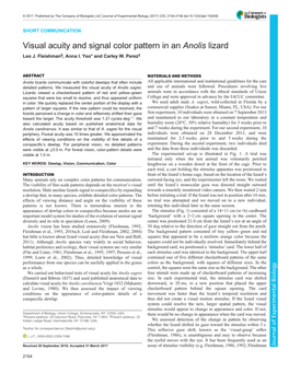 Visual Acuity and Signal Color Pattern in an Anolis Lizard Leo J