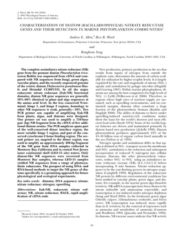 Characterization of Diatom (Bacillariophyceae) Nitrate Reductase Genes and Their Detection in Marine Phytoplankton Communities1