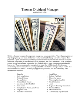 Thomas Dividend Manager Modified April 8, 2021