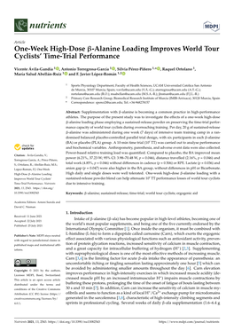 Alanine Loading Improves World Tour Cyclists' Time-Trial Performance