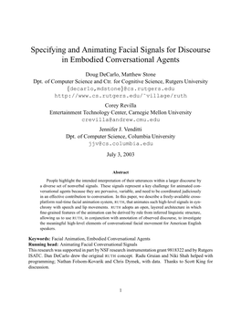 Specifying and Animating Facial Signals for Discourse in Embodied Conversational Agents