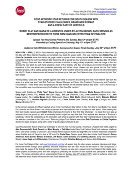 Food Network Star- Season 8 – Press Release; Page 2