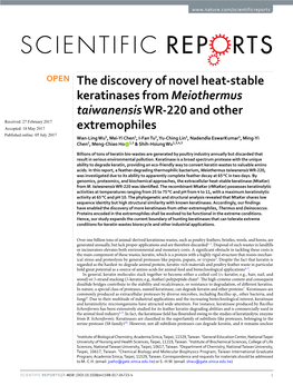 The Discovery of Novel Heat-Stable Keratinases from Meiothermus