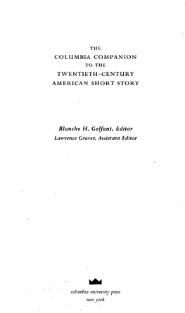 Columbia Companion to the Twentieth-Century American Short Story