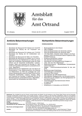 Amtsblatt Nr. 10 - August 2019