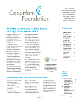 Pamphlet on the Coquitlam Foundation “Our Story”