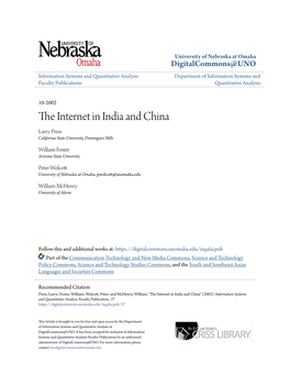 The Internet in India and China,” INET ’99, San Jose, Calif., June, 1999, At