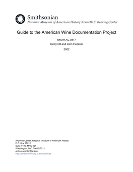 Guide to the American Wine Documentation Project