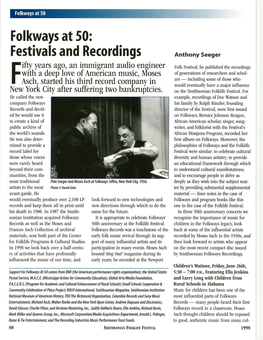 Folkways at SO: Festivals and Recordings