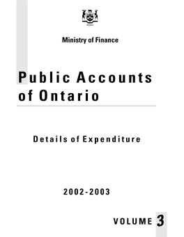 Public Accounts of Ontario 2002-03 Volume 3