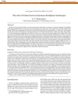 The Role of Ulmus Laevis in German Floodplain Landscapes G