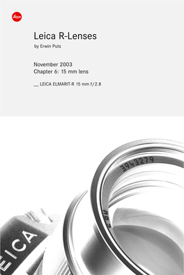 Leica R-Lenses by Erwin Puts