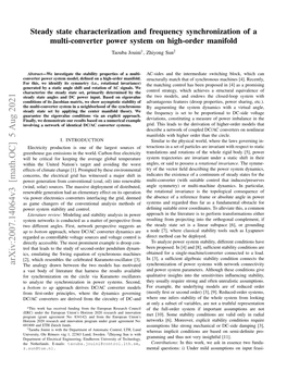 Steady State Characterization and Frequency Synchronization of a Multi-Converter Power System on High-Order Manifold