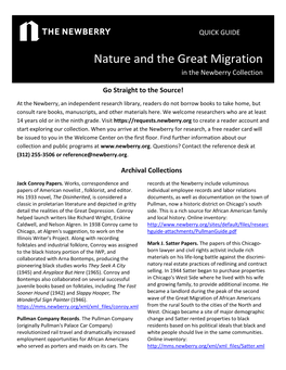 Nature and the Great Migration in the Newberry Collection