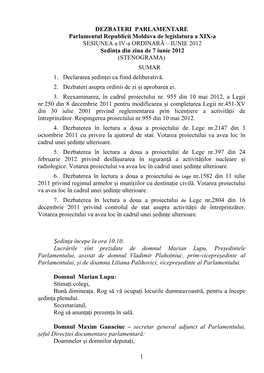 1 DEZBATERI PARLAMENTARE Parlamentul Republicii Moldova De