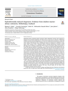 Hydrothermally Induced Diagenesis: Evidence from Shallow Marine- Deltaic Sediments, Wilhelmøya, Svalbard