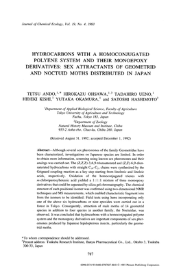 Hydrocarbons with a Homoconjugated Polyene System and Their Monoepoxy Derivatives: Sex Attractants of Geometrid and Noctuid Moths Distributed in Japan
