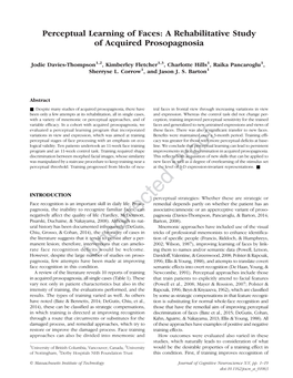 Perceptual Learning of Faces: a Rehabilitative Study of Acquired Prosopagnosia